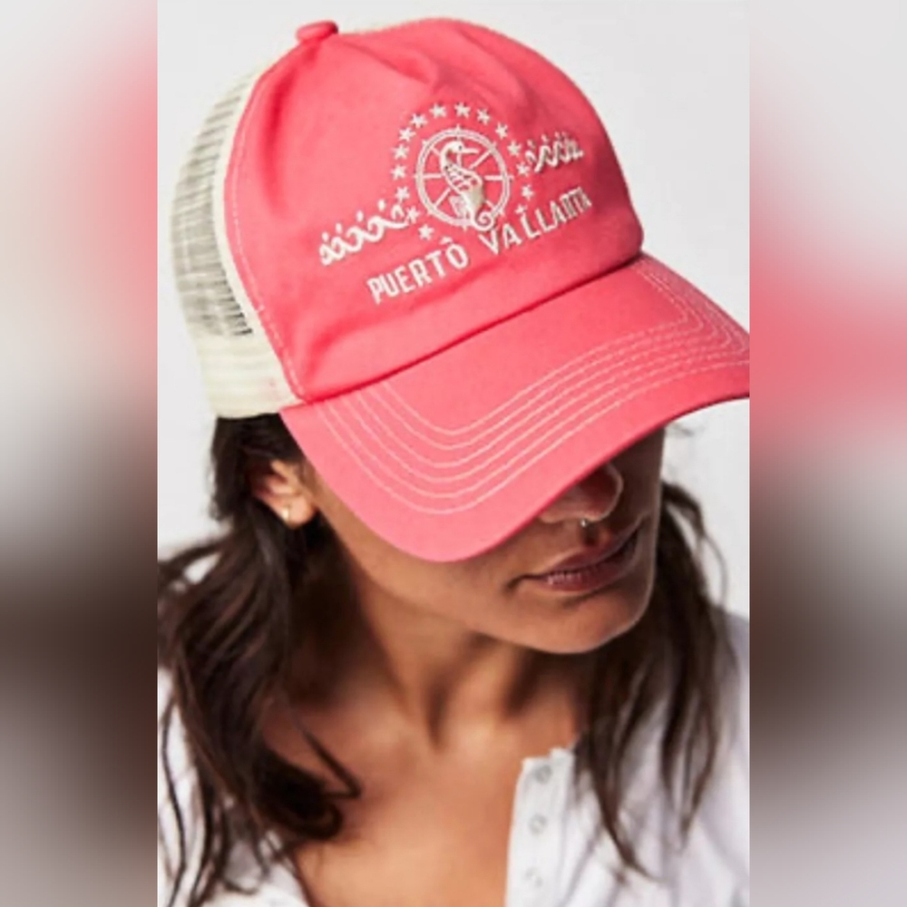 Free People Puerto Vallarta Adjustable Spring Break Trucker Hat NWOT